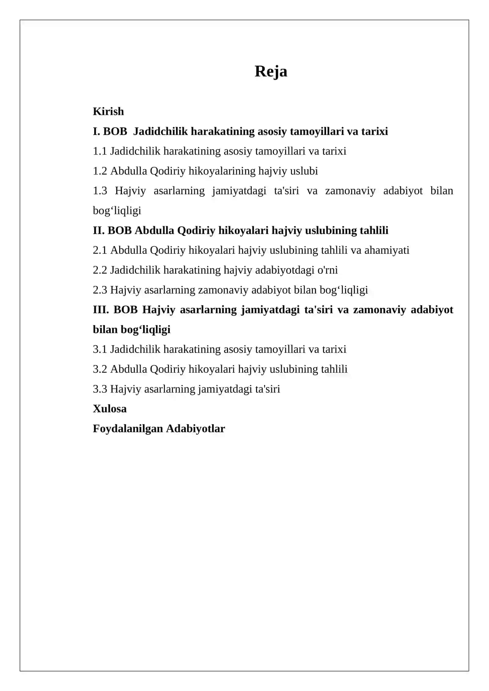 Jadidchilik va Abdulla Qodiriy hikoyalari hajviy asarlari 2