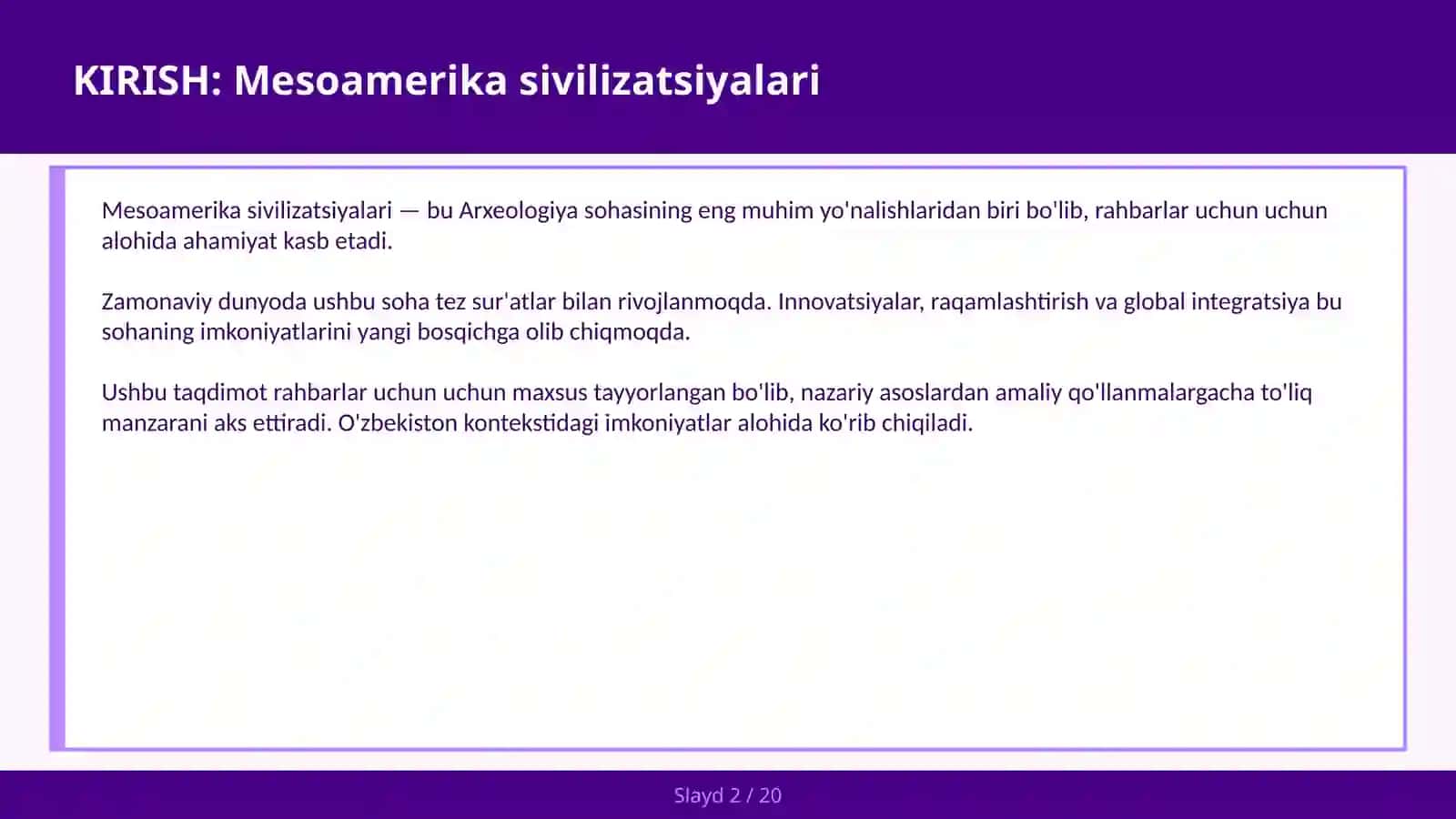 MESOAMERIKA SIVILIZATSIYALARI 2