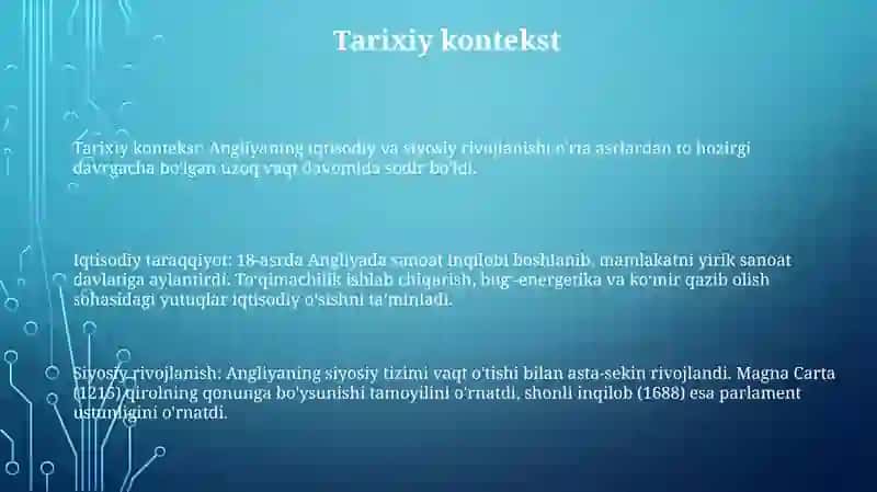 Angliyaning Iqtisodiy Va Siyosiy Rivojlanishi 2