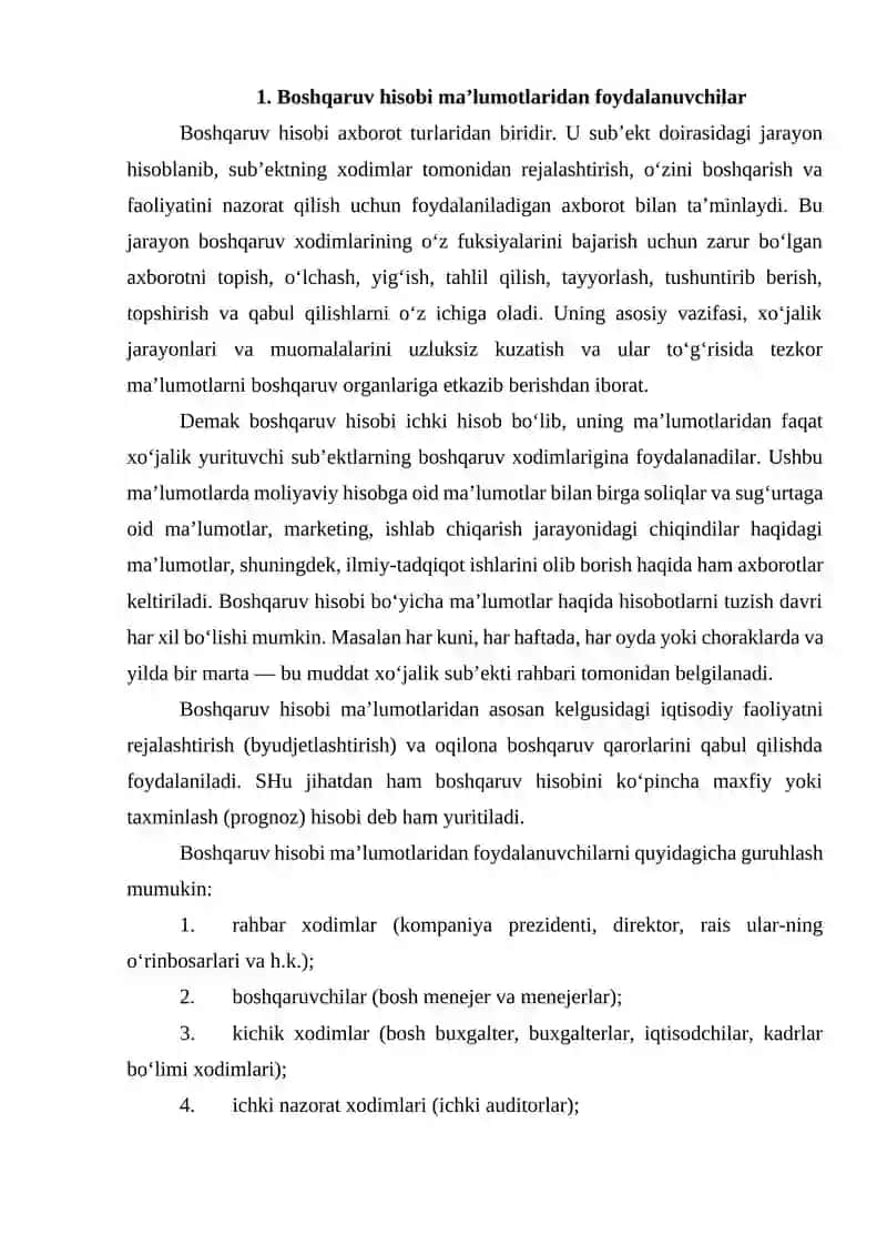 Boshqaruv hisobi ma’lumotlaridan foydalanuvchilar 2
