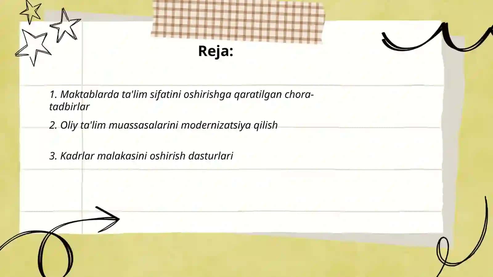 O'zbekiston Respublikasida ta'lim sohasida amalga oshirilgan islohotlar 2