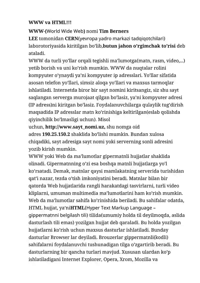 WWW va HTML 2