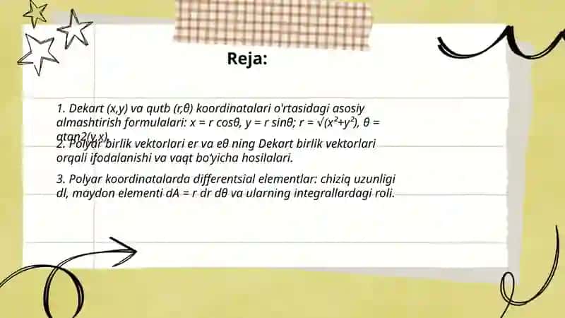 Dekart va Qutb Koordinatalari Almashtirish 2