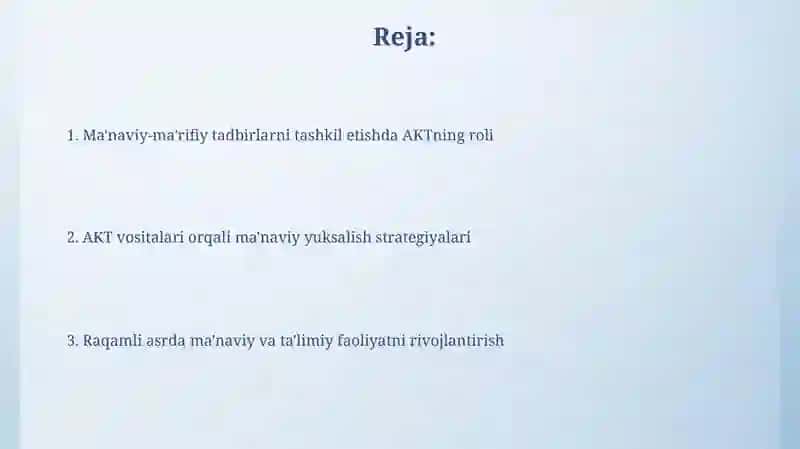 Ma'naviy-ma'rifiy ishlarni tashkil etishda axborot-komunikatsiya texnologiyalari 2