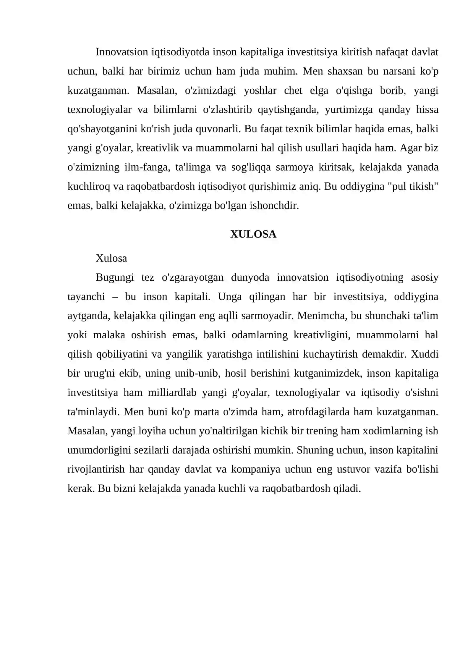 INNOVATSION IQTISODIYOTDA INSON KAPITALIGA INVESTITSIYA KIRITISHNING AFZALLIKLARI 2
