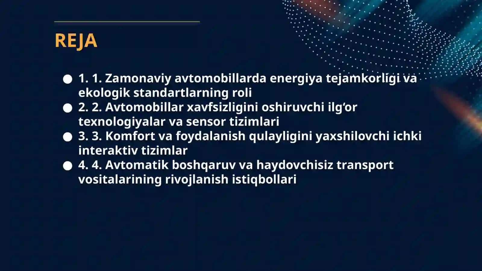 ZAMONAVIY AVTOMOBILLAR VA QULAYLIKLARI 2
