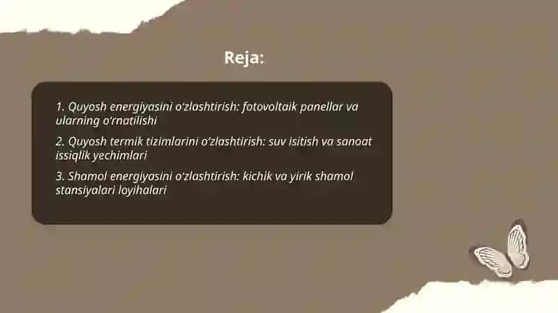 Tiklanadigan energiya manbalarini oʻzlashtirish 2