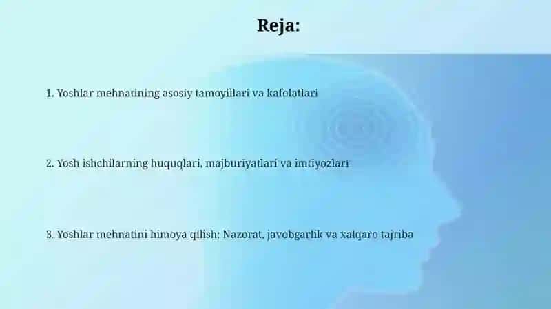 Yoshlar mehnati va ular uchun qoʻshimcha kafolatlar 2