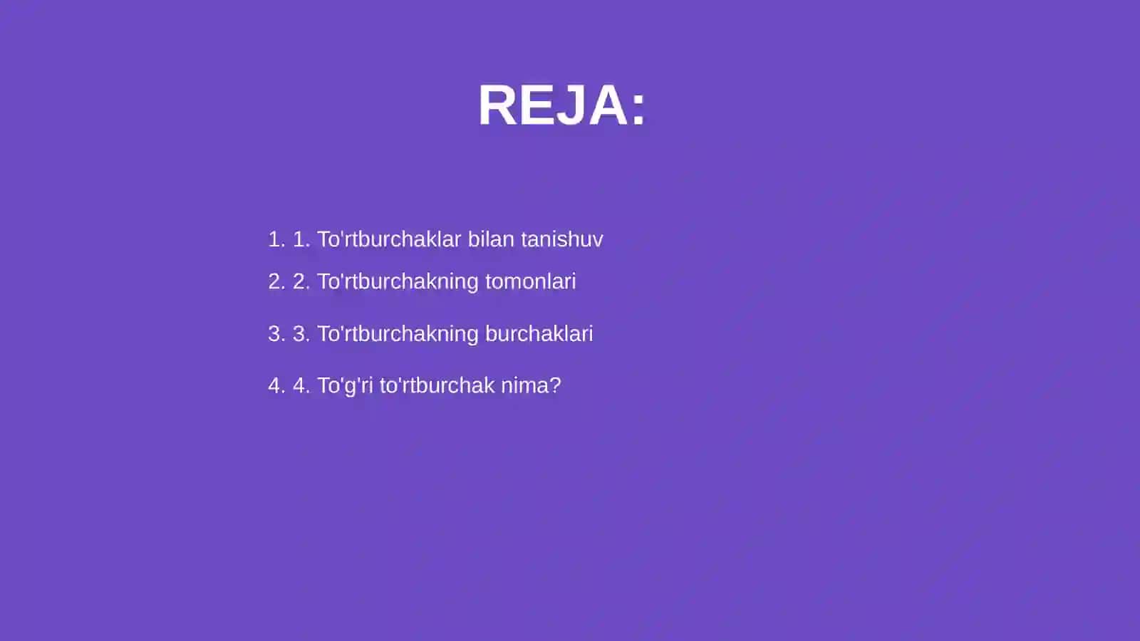 1-sinf Matematika to'rtburchaklar 2
