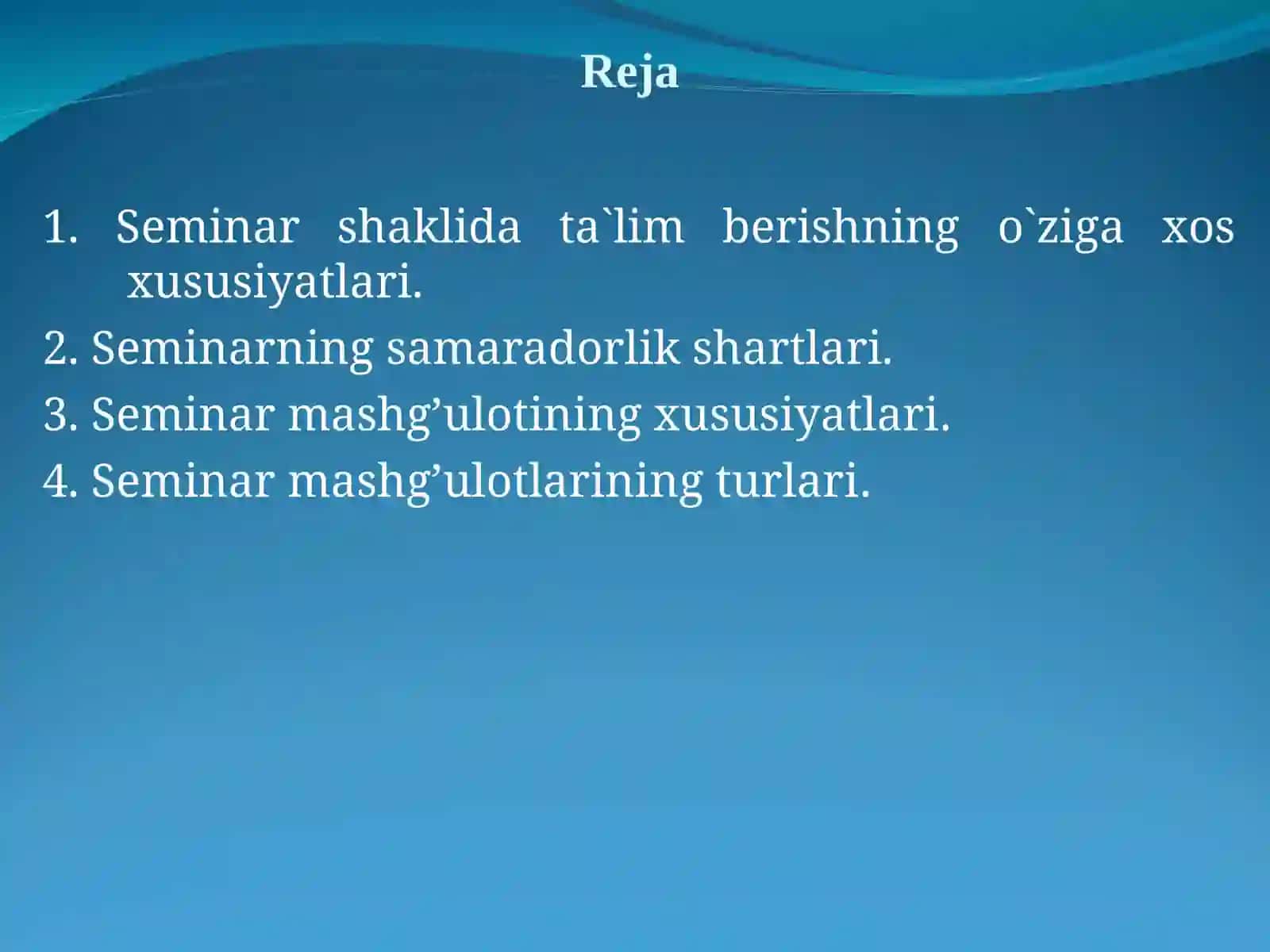 Seminar va amaliy mashg'ulotlarni oʻtkazish texnologiyasi 2