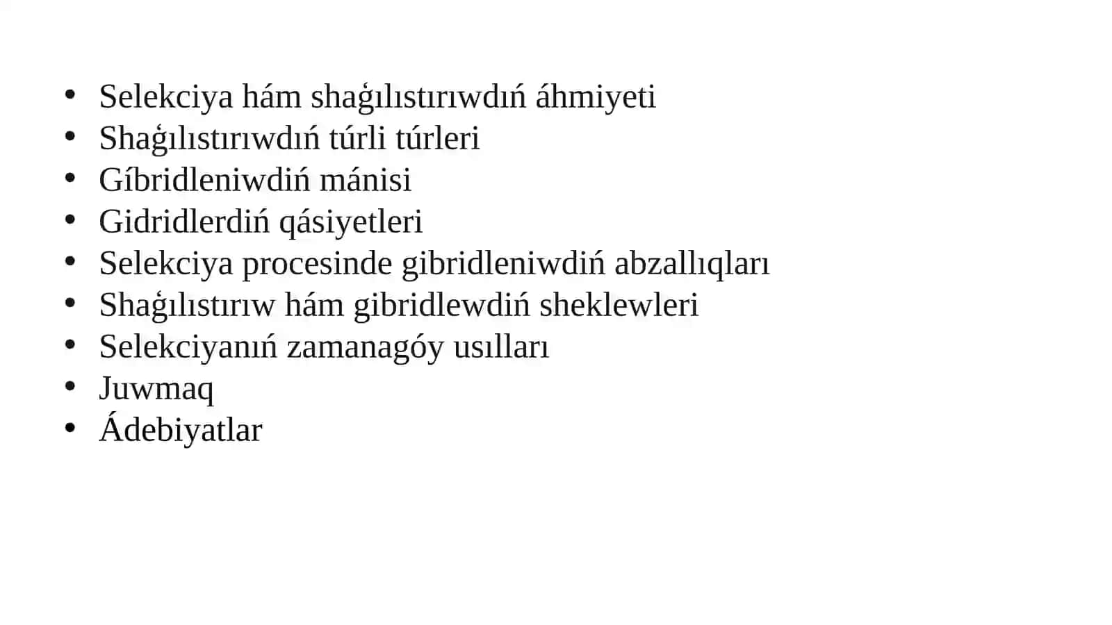 Selekciya jumıslarında shaģılıstırıw hám gibridlerdiń roli 2