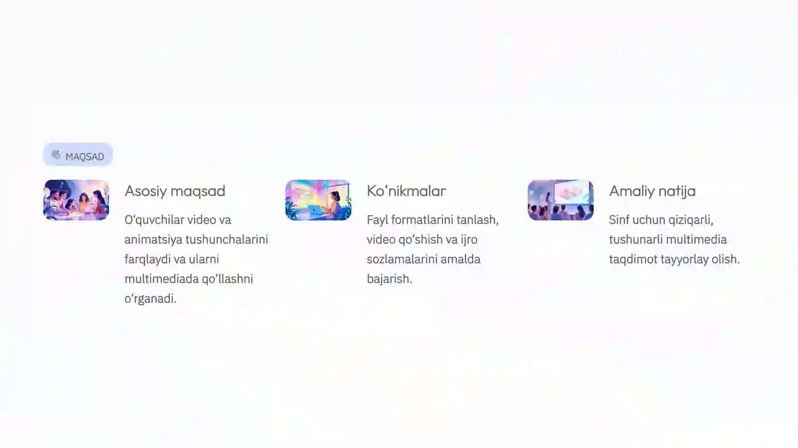 Video va animatsiyalardan foydalanish 2