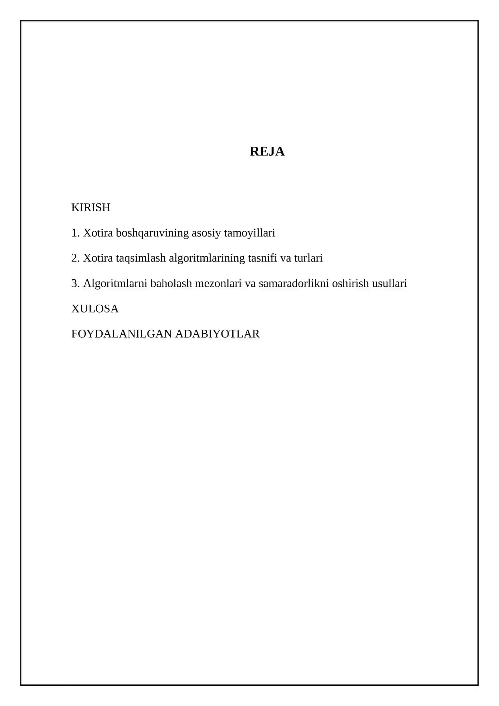 Xotirani taqsimlash algoritmlarini loyihalash 2