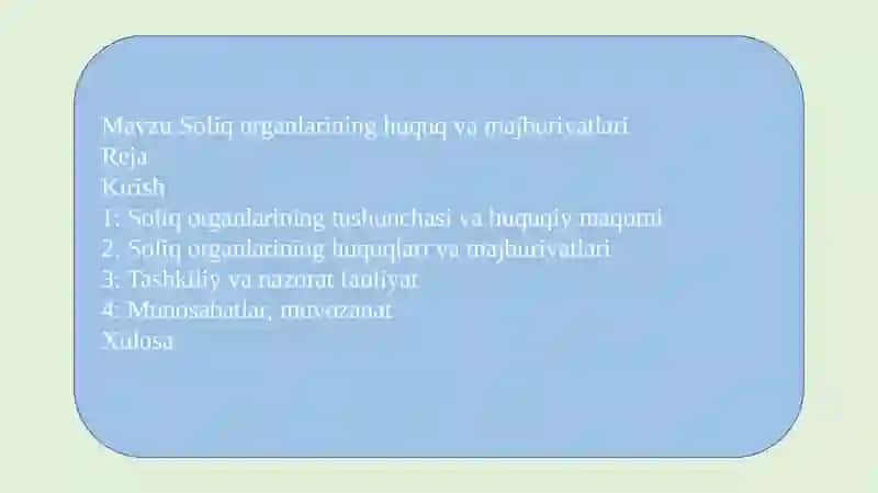 Soliq organlarining huquq va majburiyatlari 2