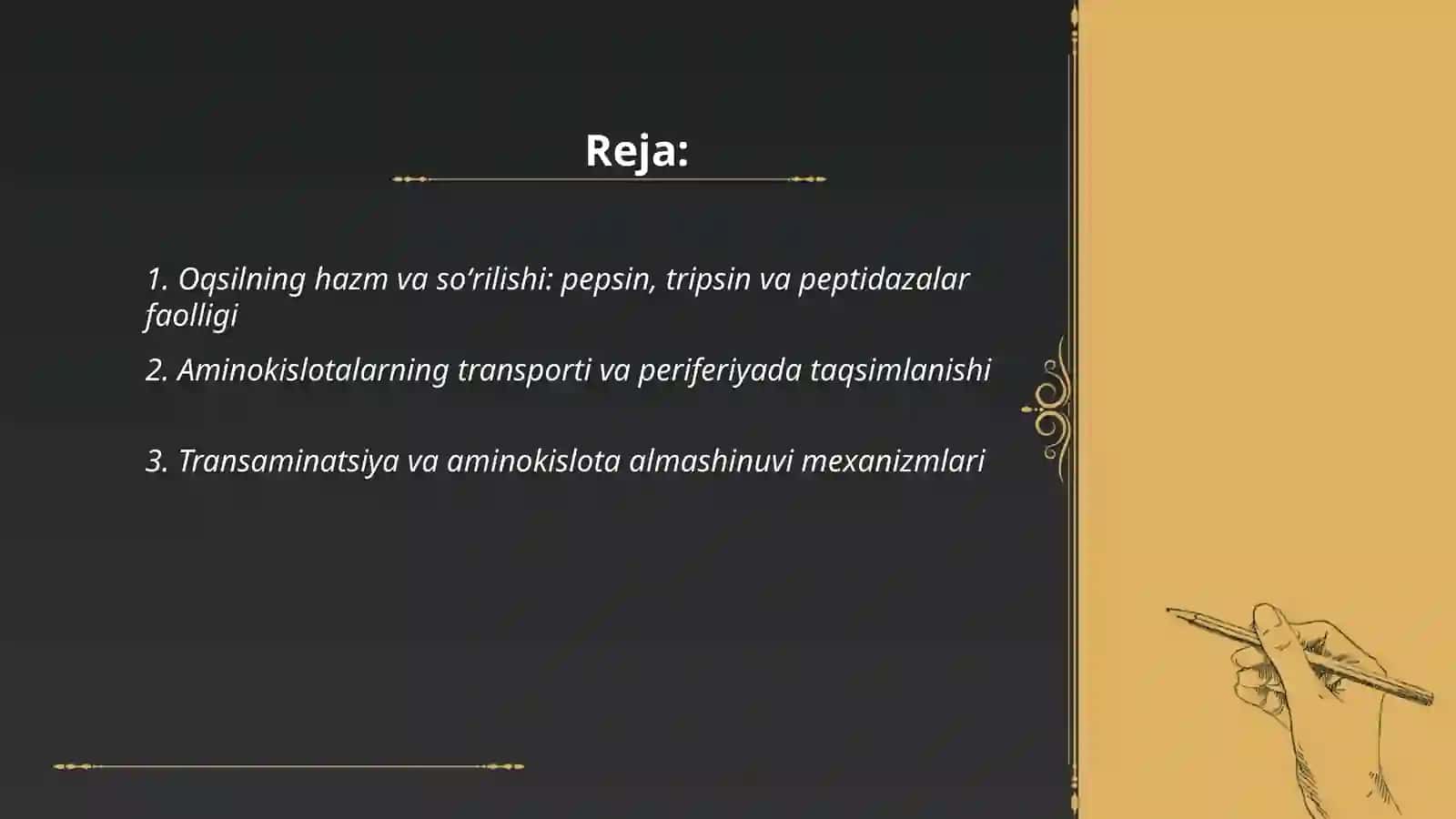 Oqsilning biokimyoviy oʻzgarishi 2