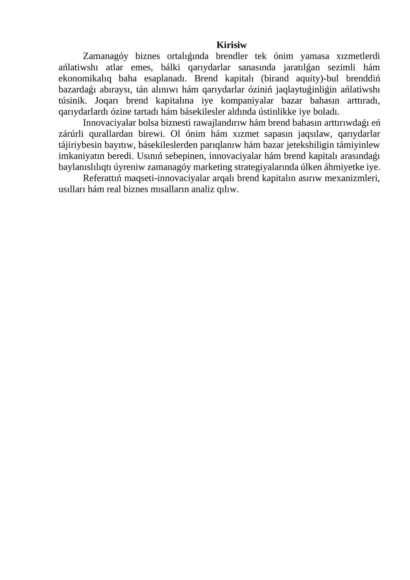 Brend kapitalın arttırıwda innovaciyalardıń roli 2
