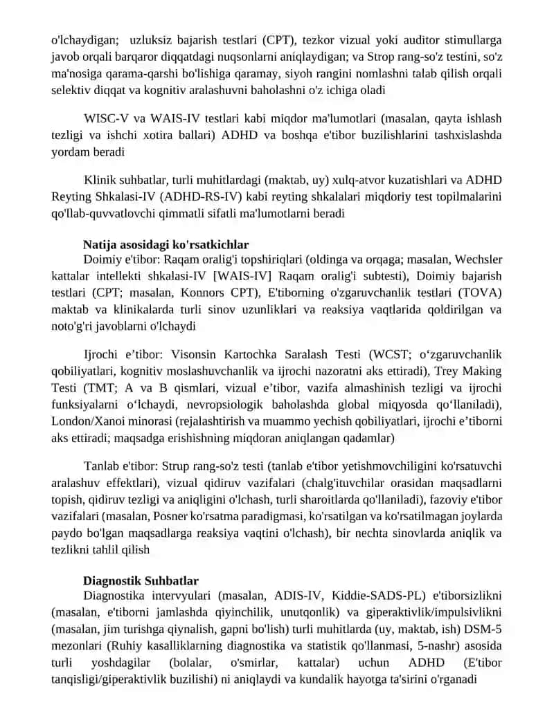 Diqqatni diagnostika qilish metodlari 2