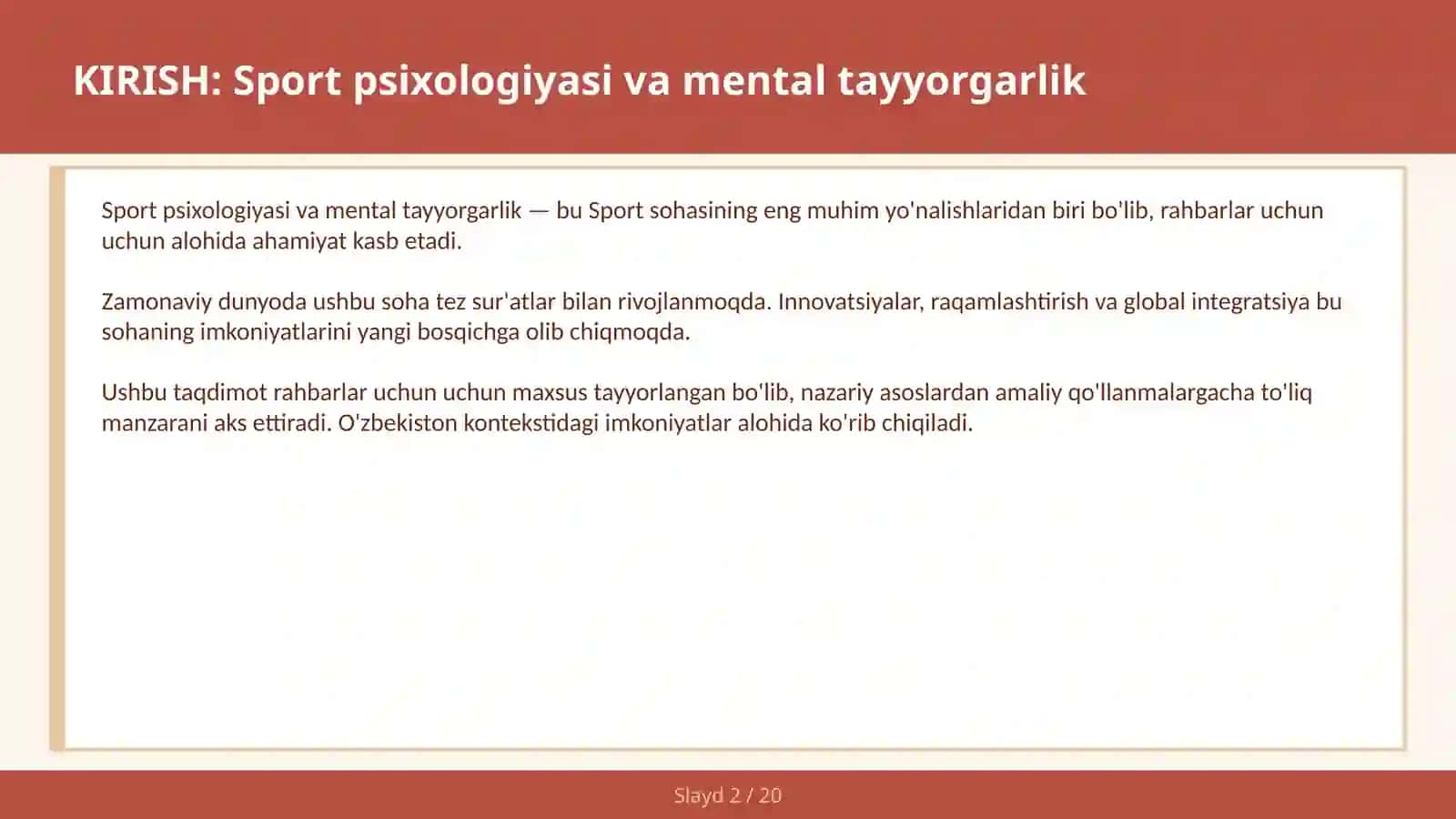 SPORT PSIXOLOGIYASI VA MENTAL TAYYORGARLIK 2