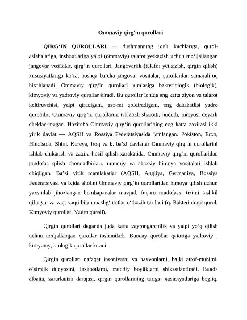 Ommaviy qirg'in qurollari 2