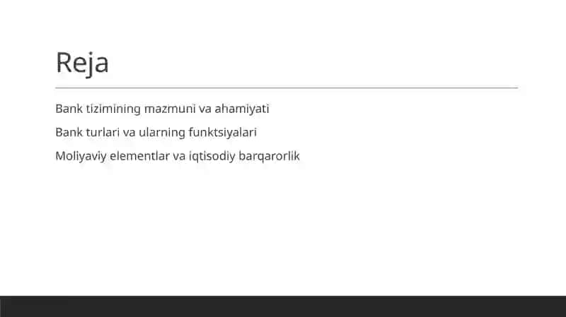 Bank tizimi: mazmuni turlari va elementlari 2