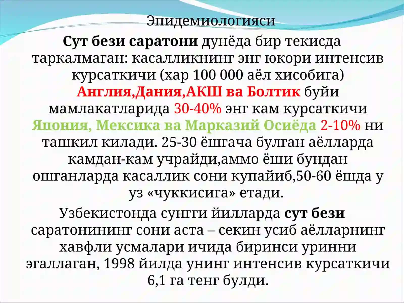 Сут бези саратони эпидемиологияси 2