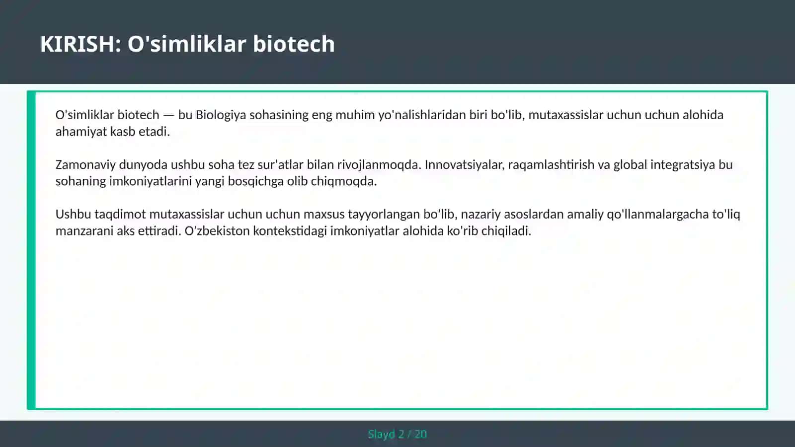 O'simliklar biotech 2