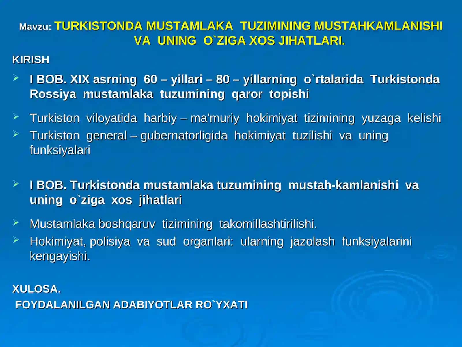 Turkistonda mustamlaka tuzimining mustahkamlanishi va uning o`ziga xos jihatlari 2