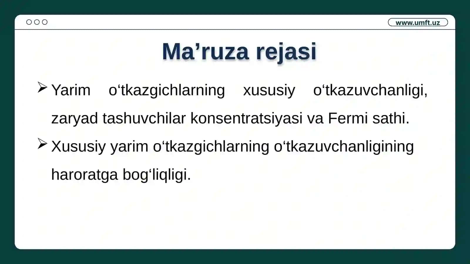 Xususiy Yarimoʻtkazgichlar 2