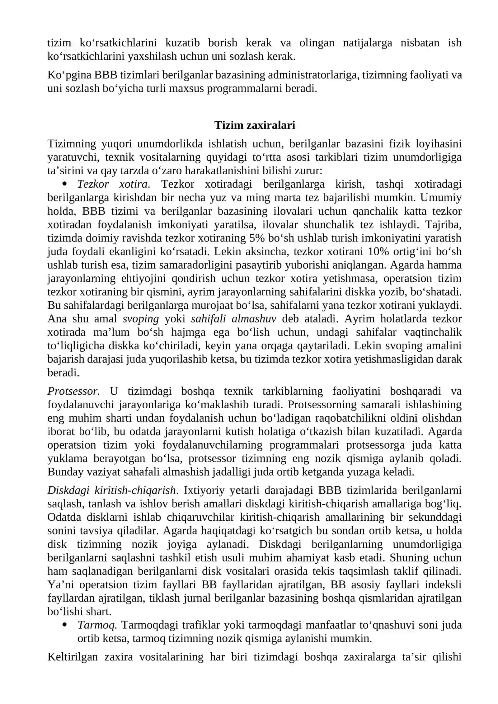 Berilganlar bazasini boshqarish tizimlarining texnik ta’minoti 2