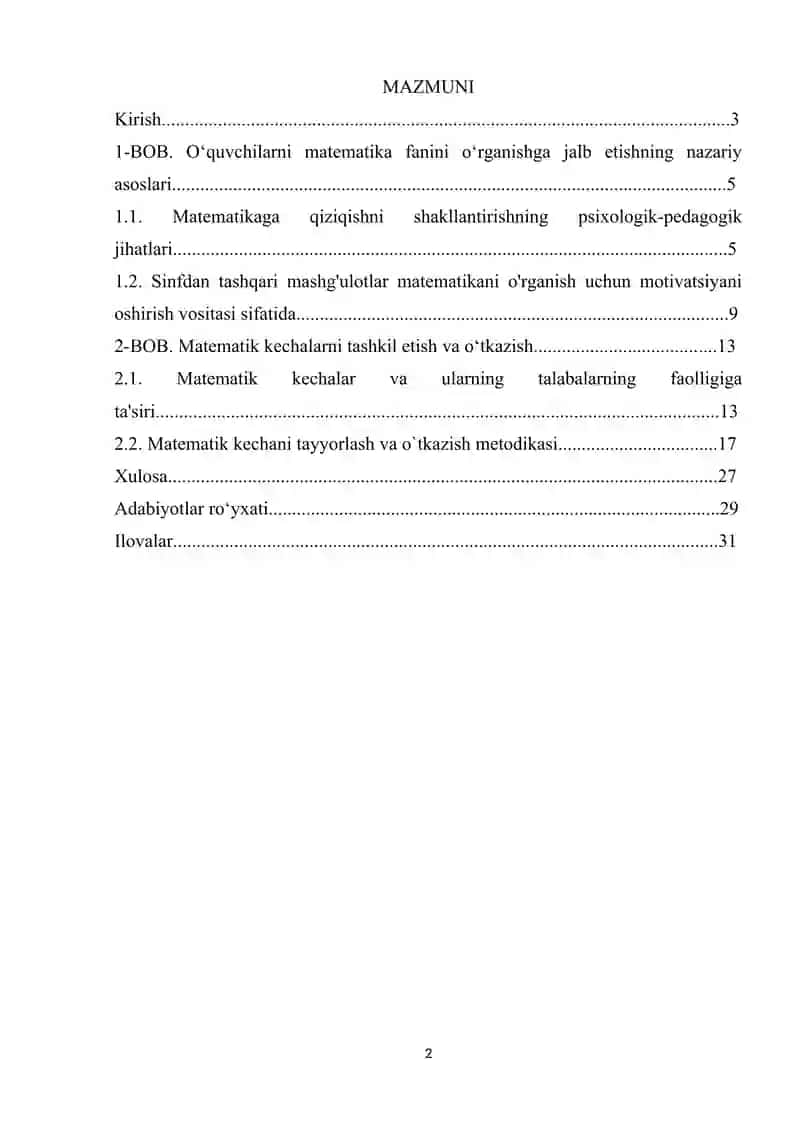 Matematik kechalar oʻtkazish orqali oʻquvchilarni matematika faniga qiziqtirish metodlari 2