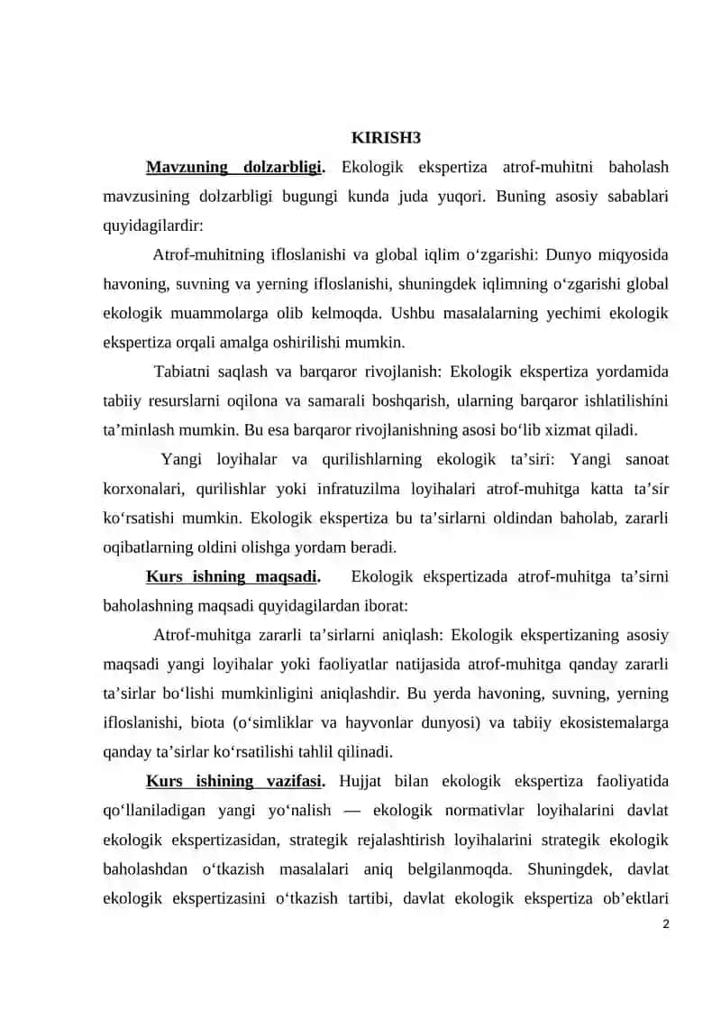 EKOLOGIK EKSPERTIZADA ATROF-MUHITGA TA’SIRINI BAHOLASH 2