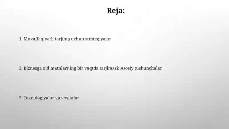 Biznes sohasiga oid matnlarni sinxrondan tarjima qillish 2