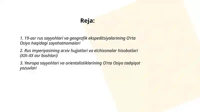 Oʻrta Osiyo tarixiga oid rus hamda Yevropa manbalari 2