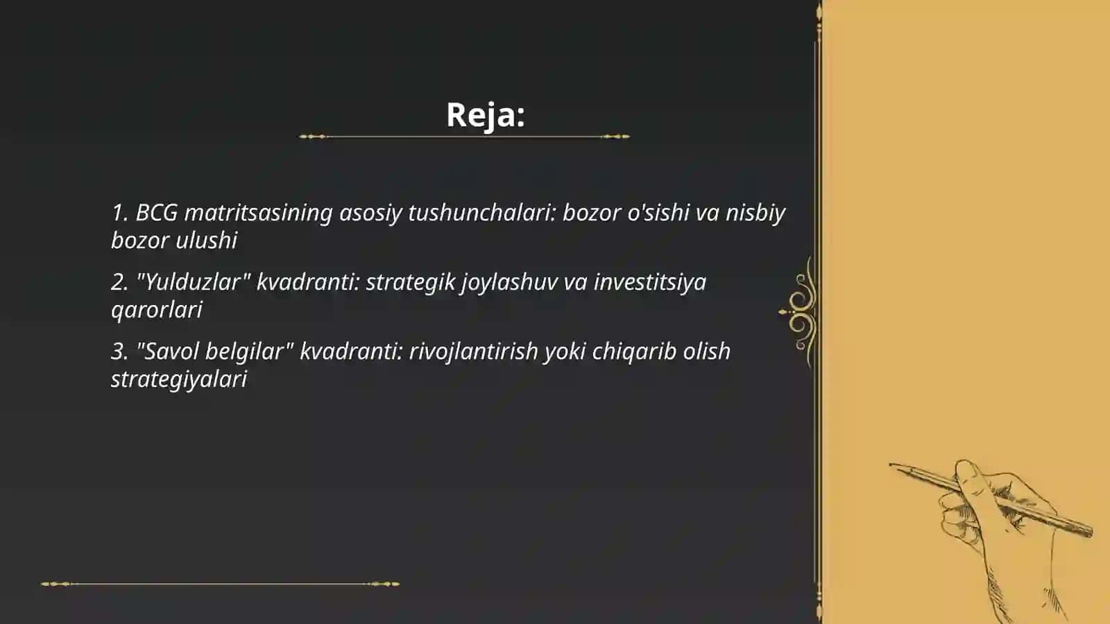BCG matritsasining strategik pozitsiyalashda qòllanilishi 2