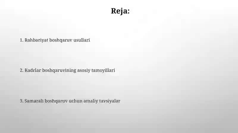 Rahbarlik boshqaruv usullari 2