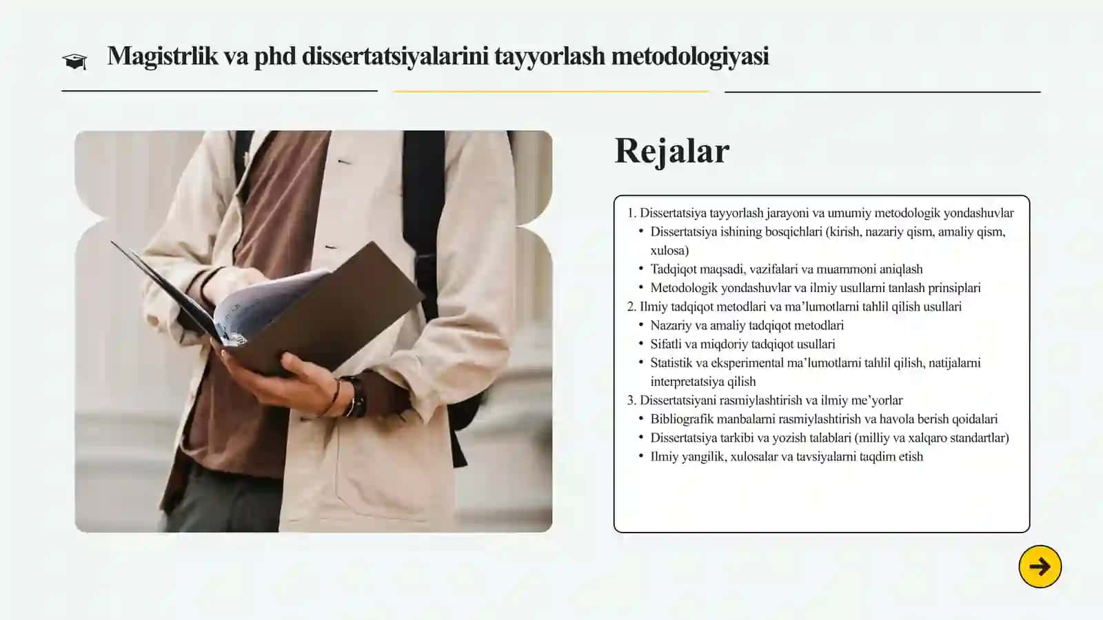 MAGISTRLIK VA PHD DISSERTATSIYALARINI TAYYORLASH METODOLOGIYASI 2