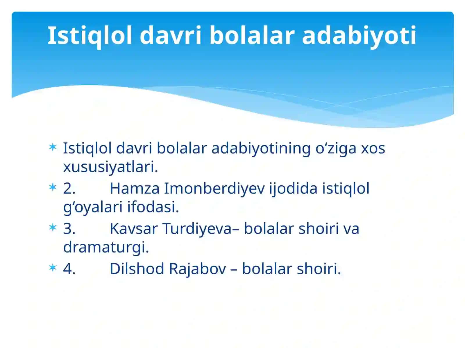 Istiqlol davri bolalar adabiyoti 2
