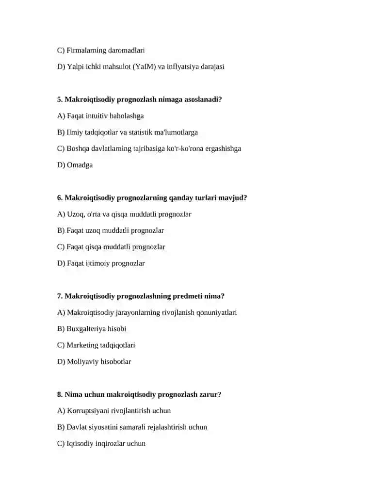 Makroiqtisodiy prognozlash fani predmeti obyekti va maqsadi 2