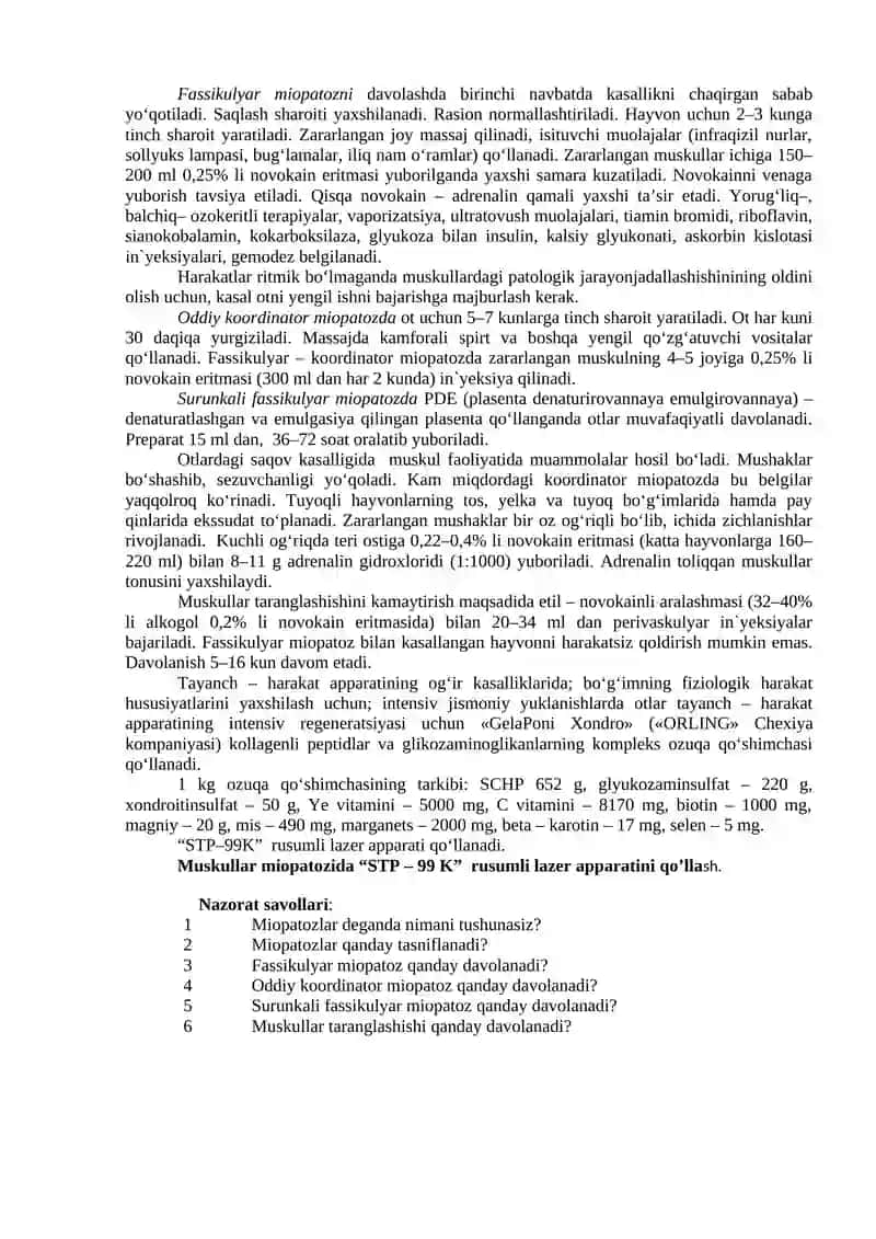 12-amaliy mashg’ulot. XIZMAT OTLARIDA PAY KASALLIKLARI VA ULARNI DAVOLASH 2