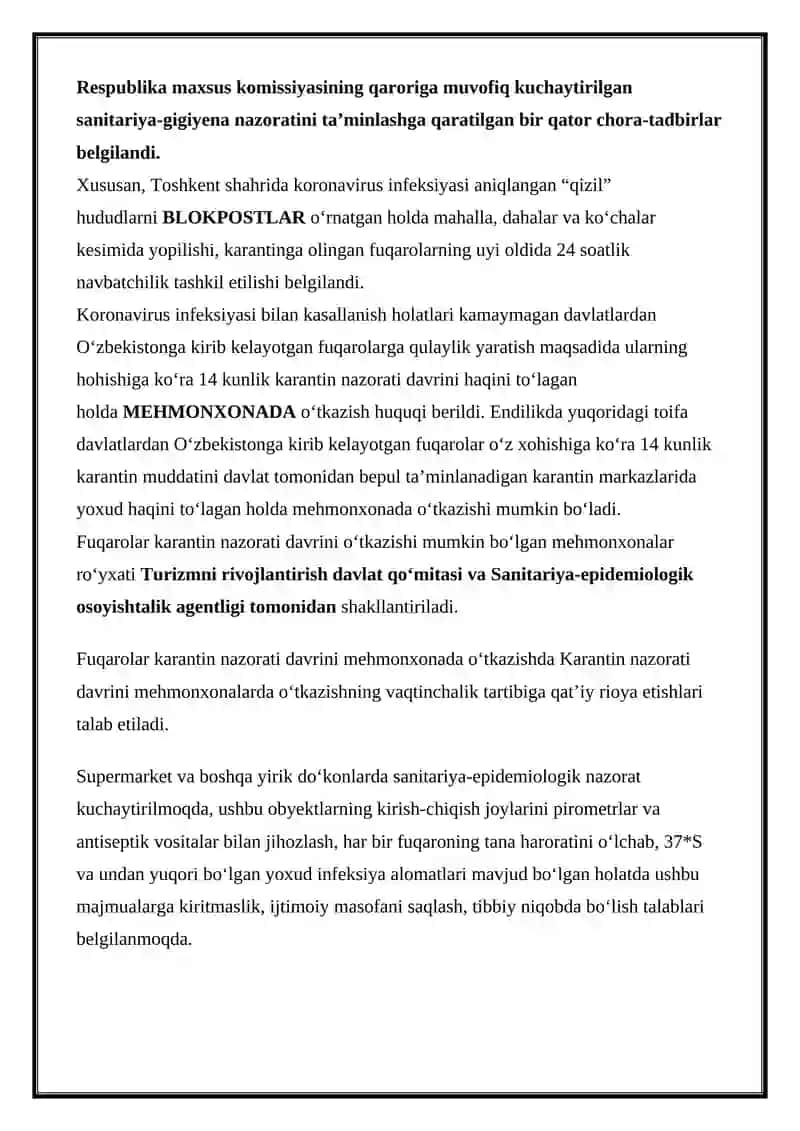 Karantin va O'ta xavfli yuqumli kasalliklar haqida ma'lumotlar 2