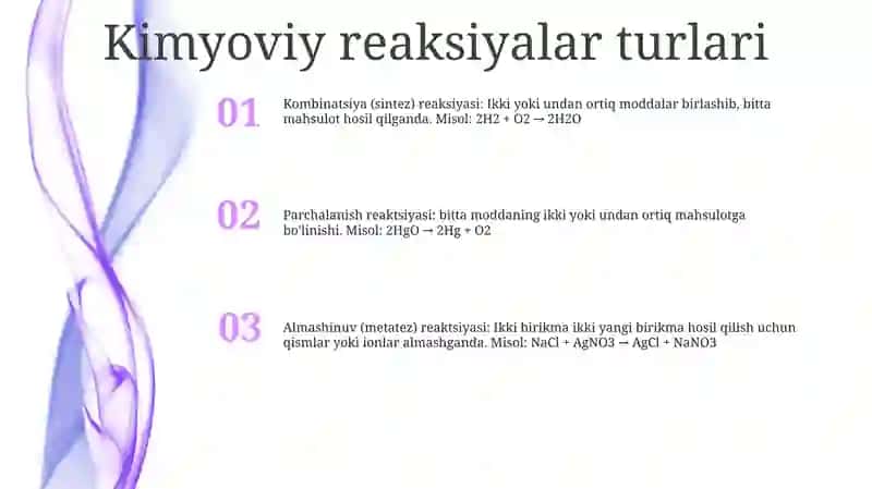 Kimyoviy Reaksya Turlari 2