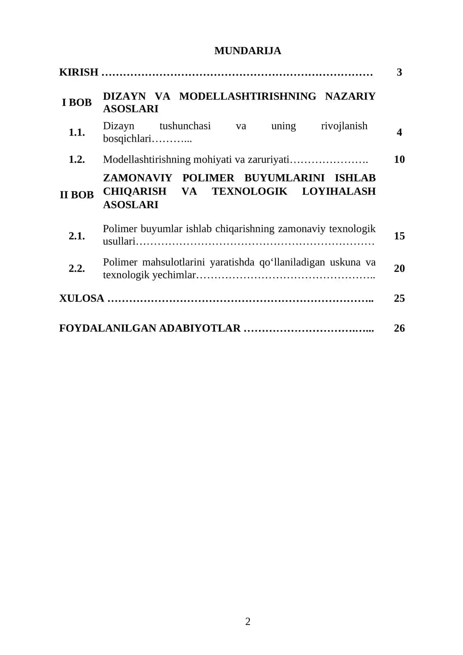 POLIMER MATERIALLARDAN BUYUM YASASH TEXNOLOGIYASI 2