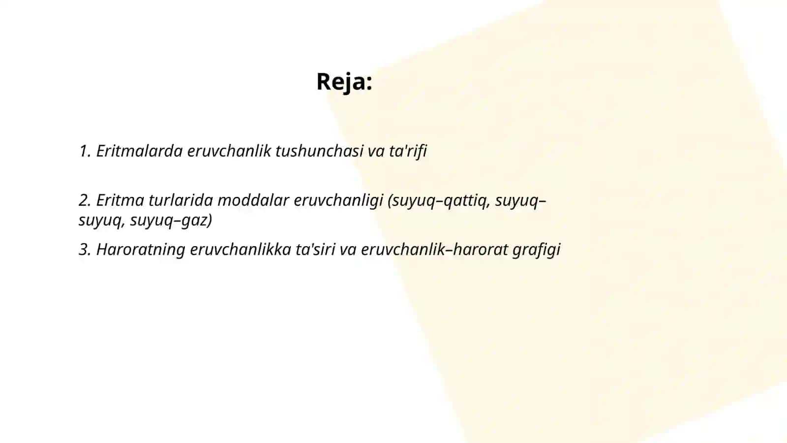 Eritmalar moddalar eruvchanligi 2