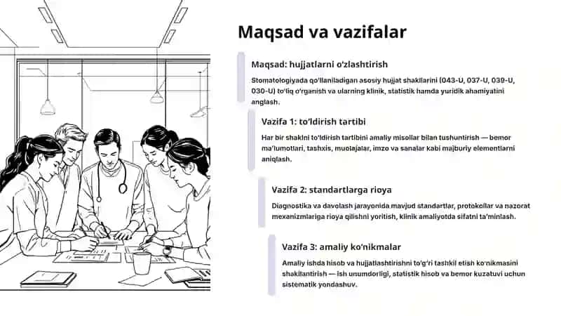 Stomatologiyada asosiy tibbiy hisob hujjatlari va diagnostika-davolash standartlari 2