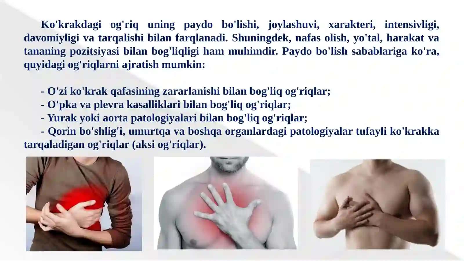 Ko`krak qafasida og`riq: algoritmik tashuva sosiologiyasida differintsiya diagnostika 2