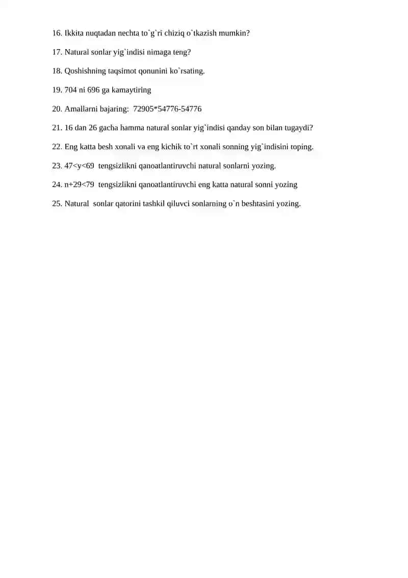 5-SINF MATEMATIKA TEST 2