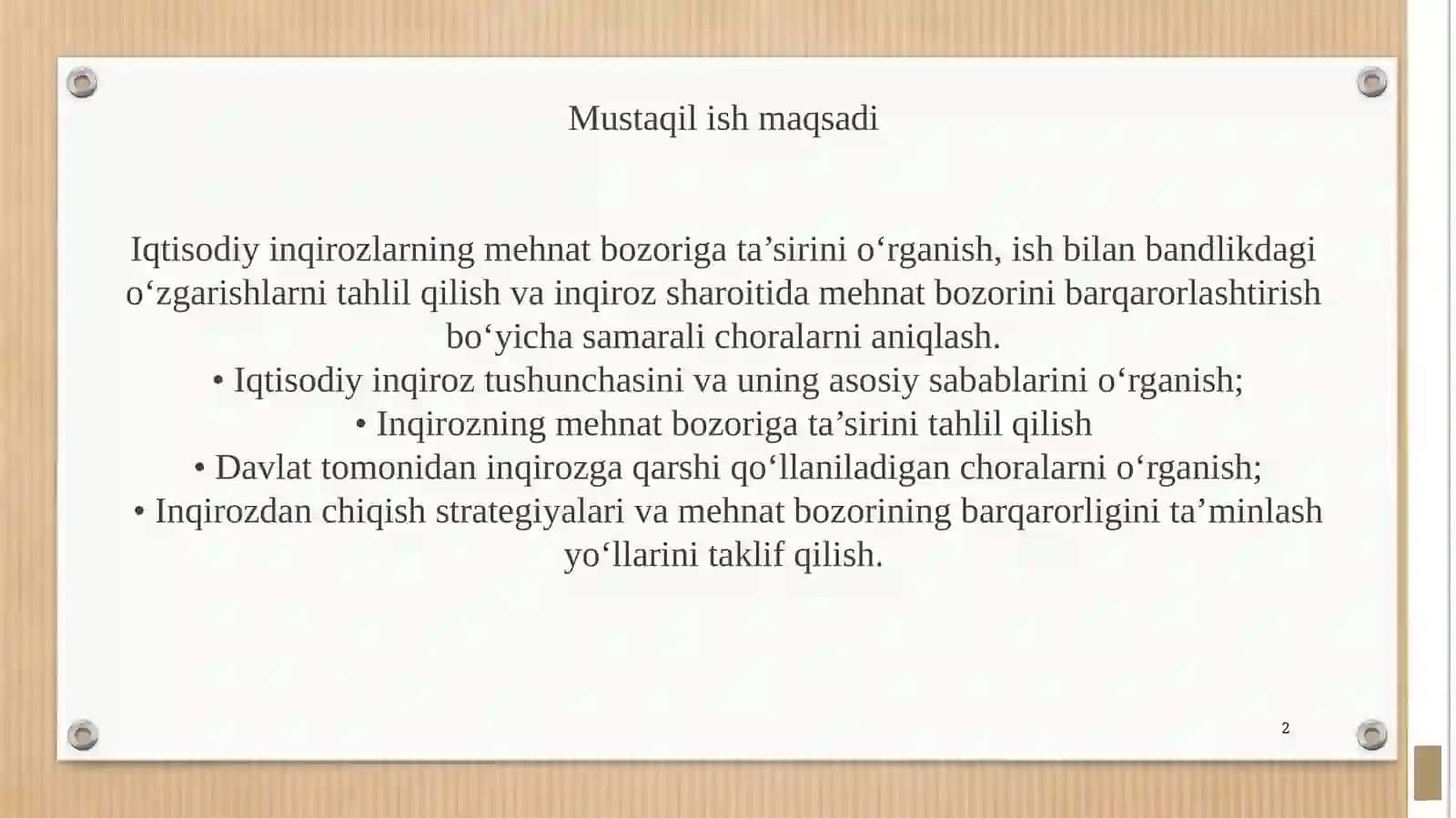 IQTISODIY INQIROZLAR VA UNING MEHNAT BOZORIGA TA`SIRI 2