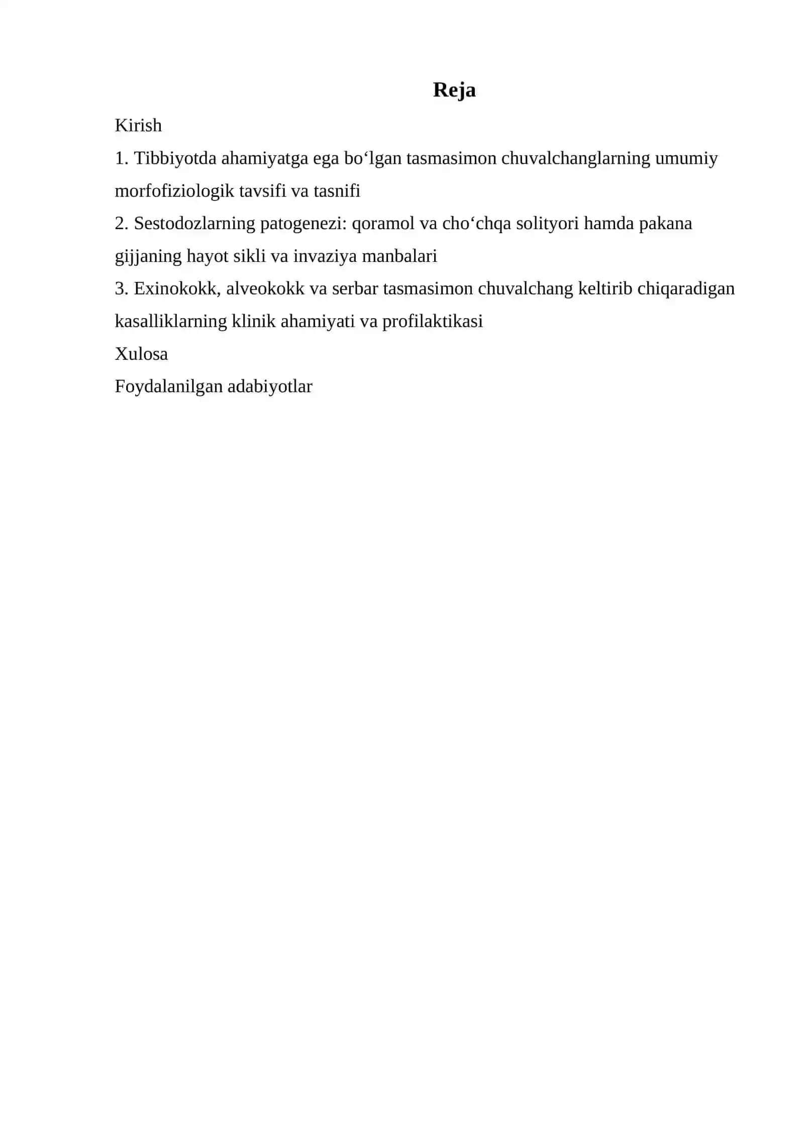 Tibbiy Biologiya va Mikrobiologiya Referat 2