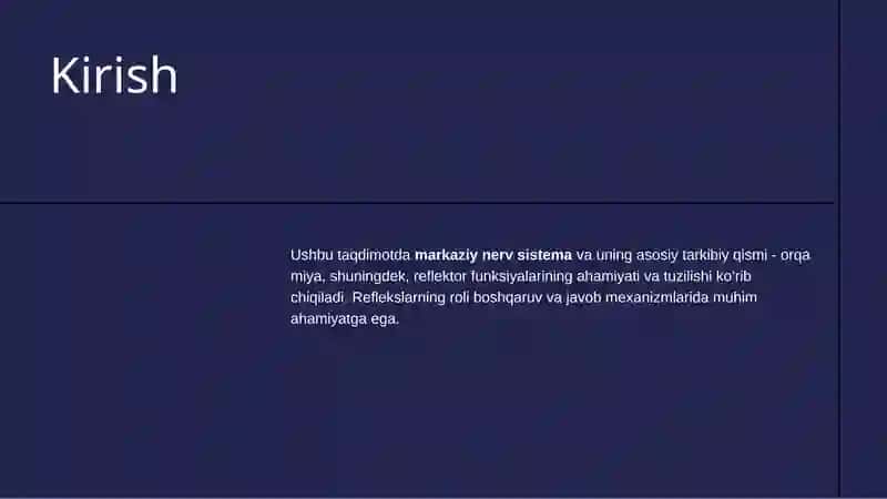 Atlas vatarqatmamateriallaryordamidamarkaziynervsistemasiorqamiyaningtuzilishivareflektorfunksiyasinio’rganish 2