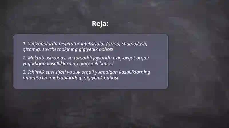 Umumta'lim maktablarida uchraydigan kasalliklarni gigiyenik baholash 2